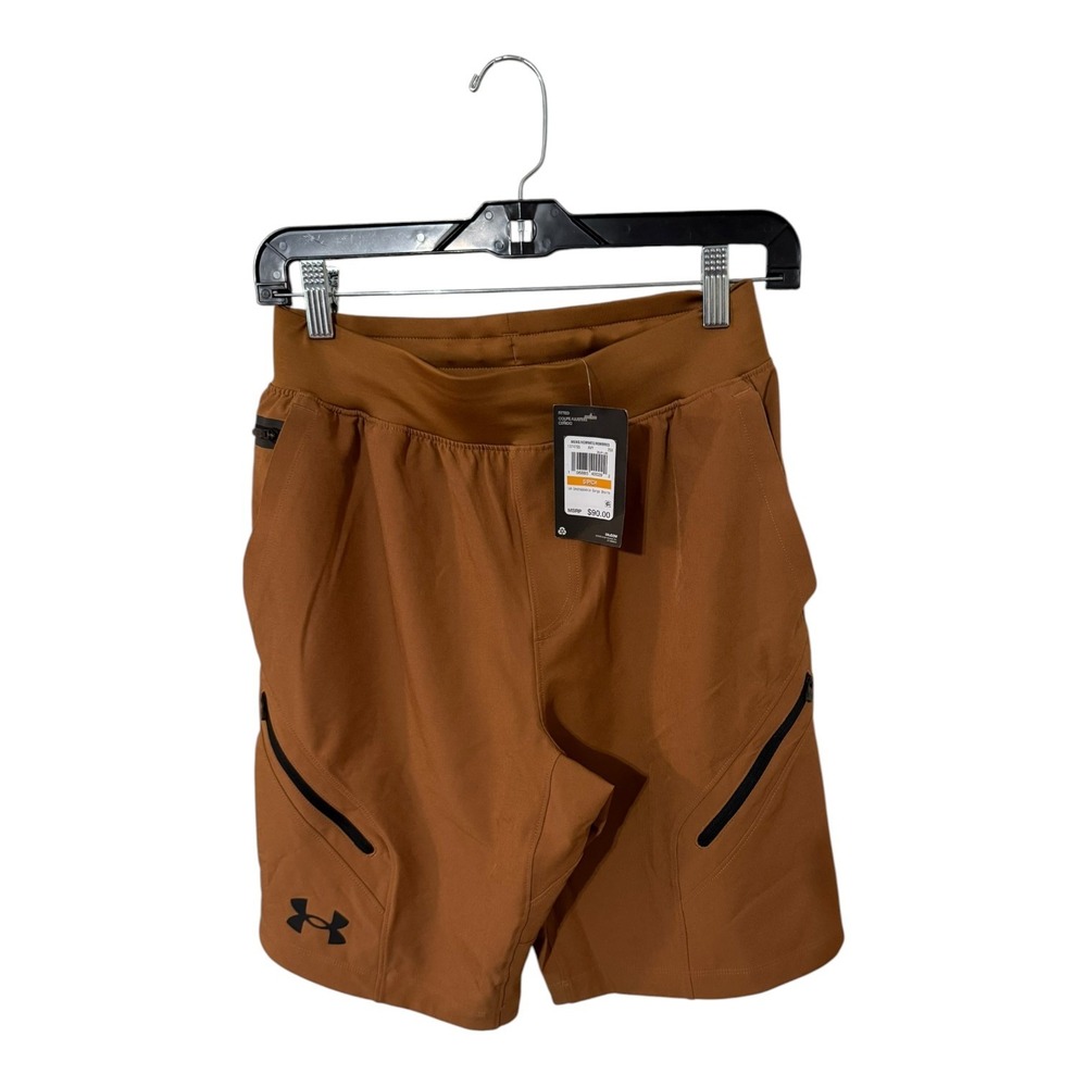 Under Armour Mens Unstoppable Cargo Shorts Brown Fitted 1374765 NEW Small